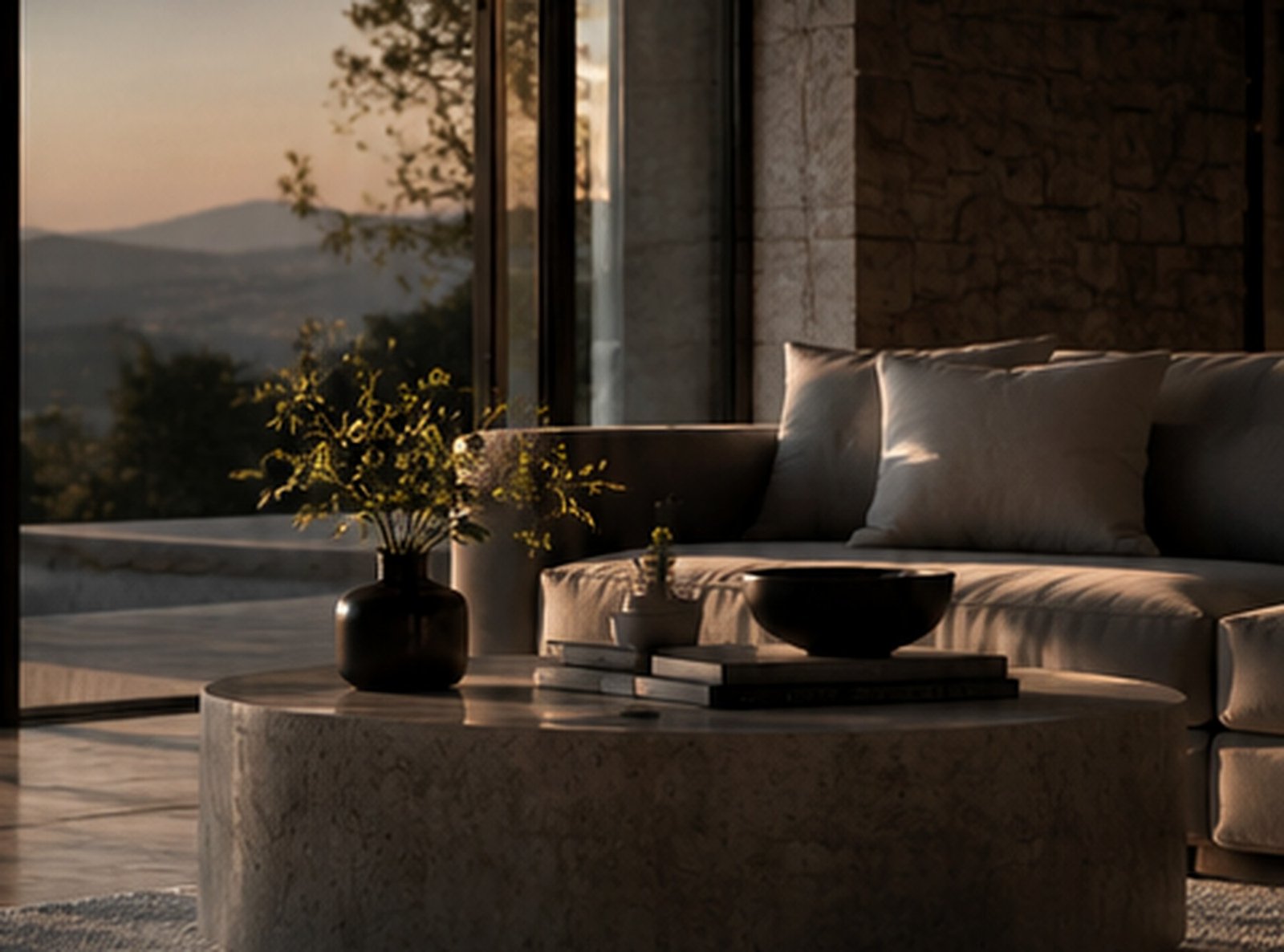 Quiet contemporary interior in warm natural light